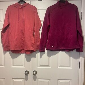 BUNDLE ADIDAS Coral Hoodie and Maroon Full-Zip Jacket Size XL